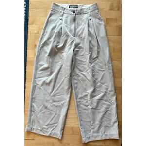 Theilma Atelier Grey high Waist Pleat Wide Leg Pants Trousers 26 X 30